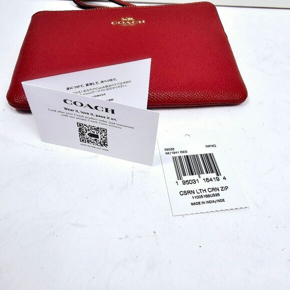 NWT Coach Red Leather Wristlet SOLD OUT COLOR on Coach website! - Picture 5 of 8